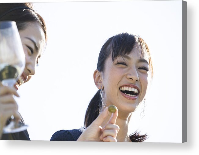 People Acrylic Print featuring the photograph Two Young Women With Big Smile #1 by Michael H