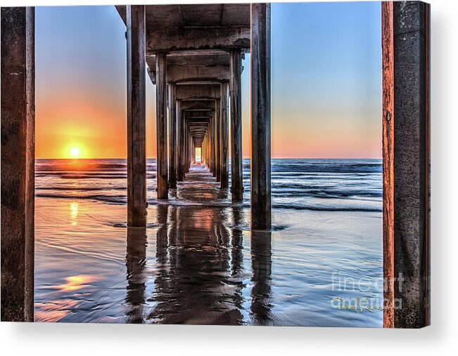 Beach Acrylic Print featuring the photograph Under Scripps Pier at Sunset by David Levin