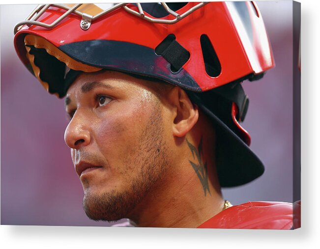 Great American Ball Park Acrylic Print featuring the photograph Yadier Molina #1 by Andy Lyons