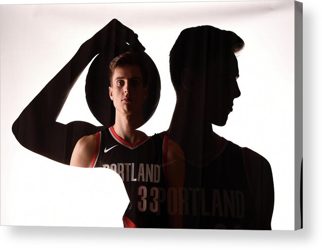Nba Pro Basketball Acrylic Print featuring the photograph Zach Collins by Brian Babineau