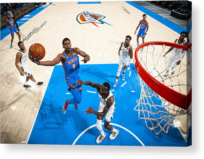 Jaylen Hoard Acrylic Print featuring the photograph Indiana Pacers v Oklahoma City Thunder by Zach Beeker