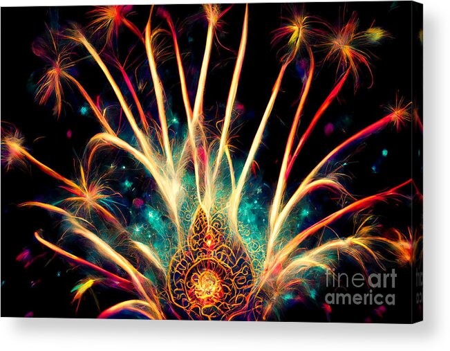 Series Acrylic Print featuring the digital art Fireworks magic #11 by Sabantha