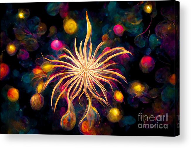 Series Acrylic Print featuring the digital art Fireworks magic #13 by Sabantha