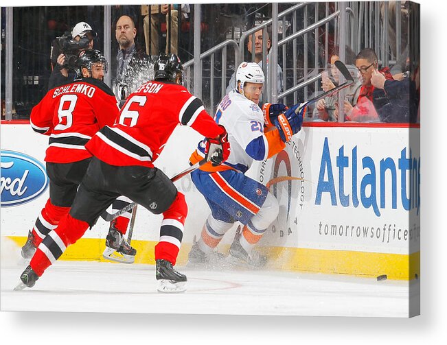 People Acrylic Print featuring the photograph New York Islanders v New Jersey Devils #147 by Jim McIsaac