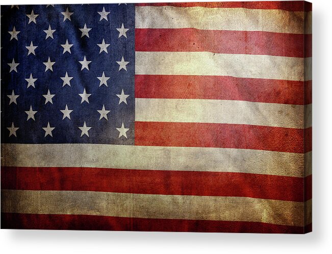 American Flag Acrylic Print featuring the photograph Grunge American flag #16 by Les Cunliffe