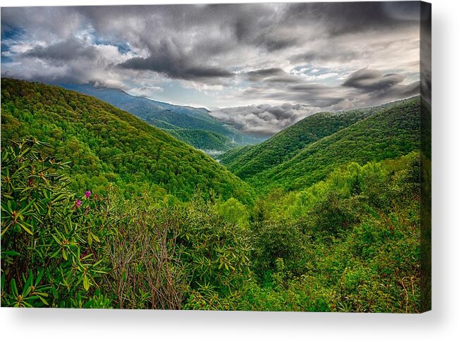 Rock Acrylic Print featuring the photograph Blue Ridge Mountains Near Mount Mitchell And Cragy Gardens #17 by Alex Grichenko