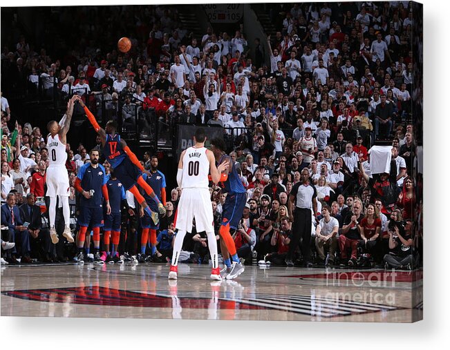 Playoffs Acrylic Print featuring the photograph Damian Lillard #18 by Sam Forencich
