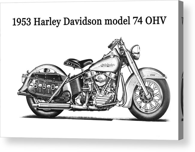 Harley Davidson Acrylic Print featuring the mixed media 1953 Harley Davidson model 74 OHC by David Lee Thompson