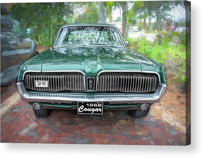 1968 Green Mercury Cougar Acrylic Print featuring the photograph 1968 Mercury Cougar X100 by Rich Franco