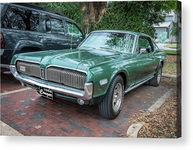 1968 Green Mercury Cougar Acrylic Print featuring the photograph 1968 Mercury Cougar X107 by Rich Franco