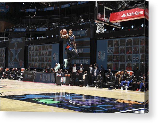 Obi Toppin Acrylic Print featuring the photograph 2021 NBA All-Star - AT&T Slam Dunk Contest by Nathaniel S. Butler