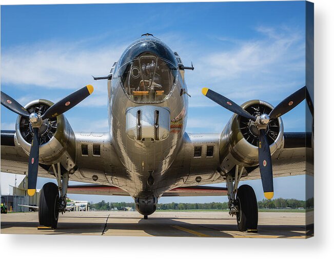 Bomber Acrylic Print featuring the photograph B-17 Aluminum Overcast Bomber #2 by George Strohl