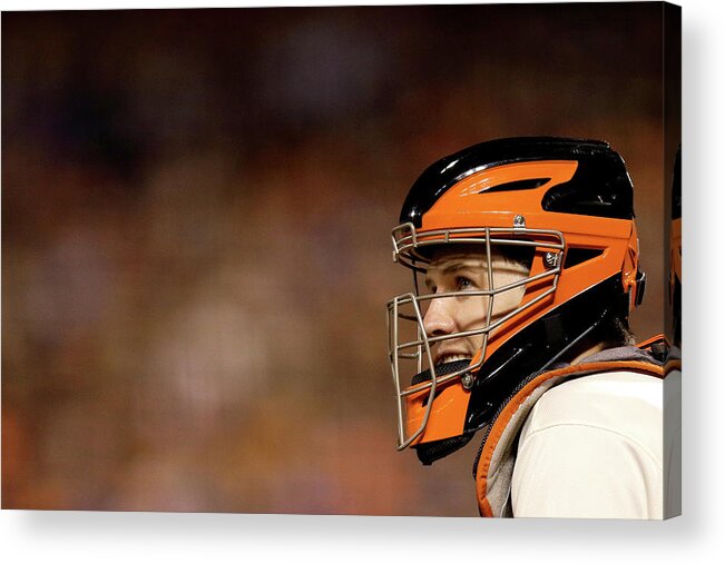 Buster Posey Acrylic Print featuring the photograph Buster Posey by Ezra Shaw