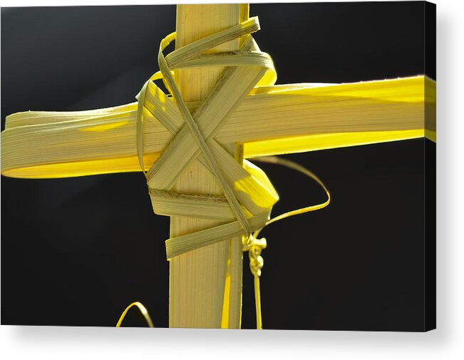 Making Acrylic Print featuring the photograph Cross made out of palm fronds. #2 by Dtimiraos