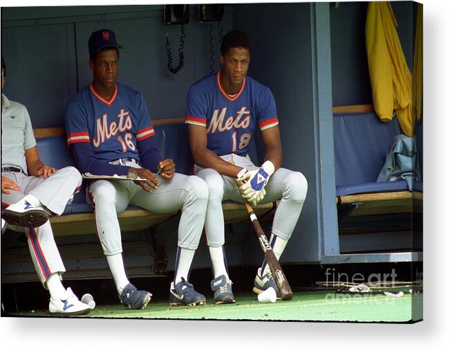 Dwight Gooden Acrylic Print featuring the photograph Dwight Gooden and Darryl Strawberry by George Gojkovich