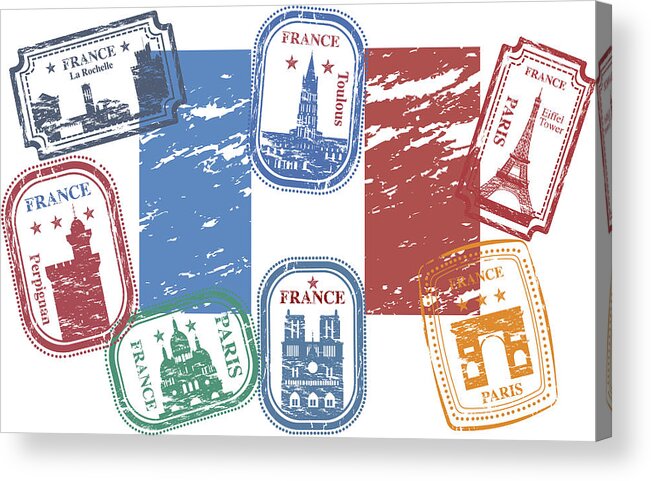 Europe Acrylic Print featuring the drawing France Stamps #2 by Drmakkoy