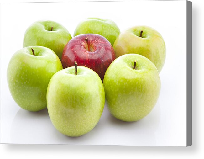 White Background Acrylic Print featuring the photograph Green and red apples #2 by Ravi Ranjan
