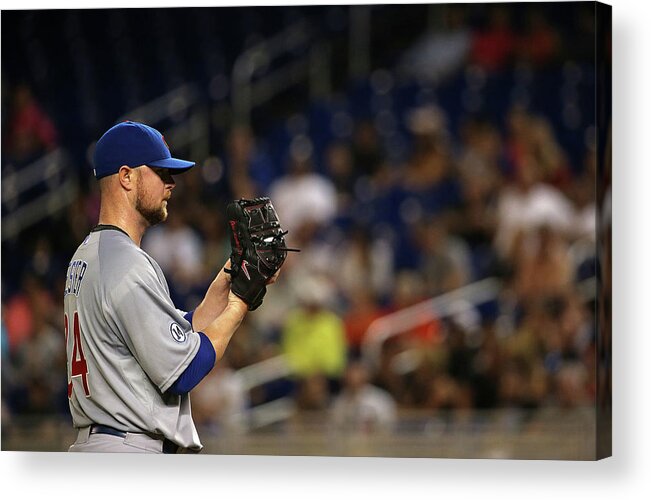 People Acrylic Print featuring the photograph Jon Lester by Mike Ehrmann