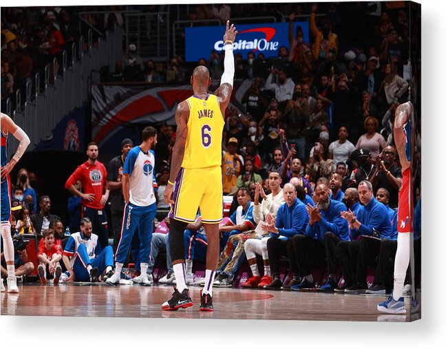 Lebron James Acrylic Print featuring the photograph Karl Malone and Lebron James by Nathaniel S. Butler