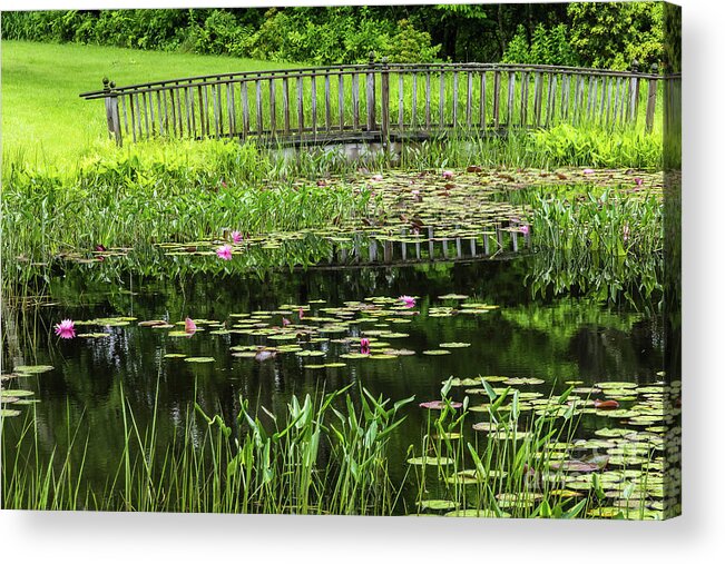 America Acrylic Print featuring the photograph Lily Pond Bridge #2 by Susan Cole Kelly