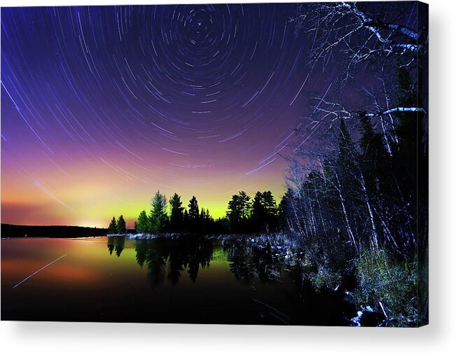 Northern Lights Acrylic Print featuring the photograph Northern Lights with Startrails #2 by Shixing Wen