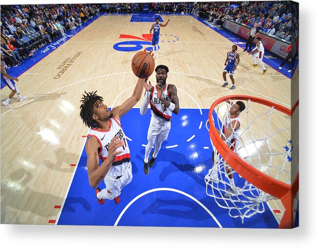 Nba Pro Basketball Acrylic Print featuring the photograph Portland Trail Blazers v Philadelphia 76ers #2 by Jesse D. Garrabrant