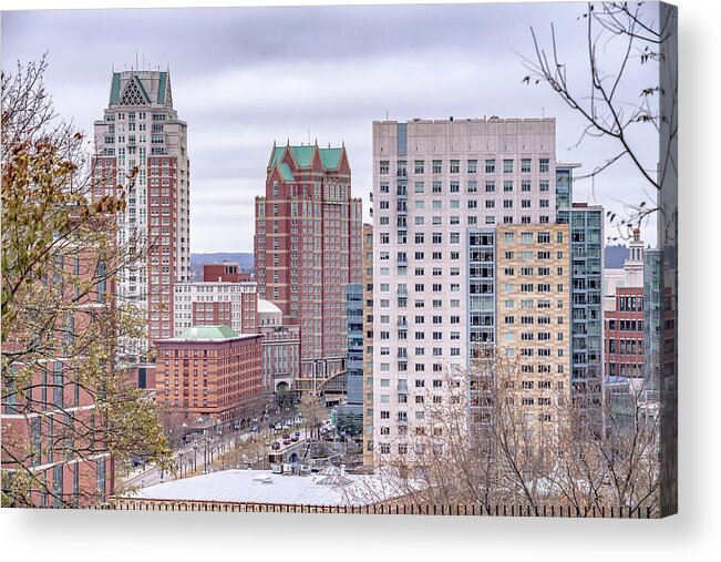 River Acrylic Print featuring the photograph Providence Rhode Island Skyline during autumn season #2 by Alex Grichenko