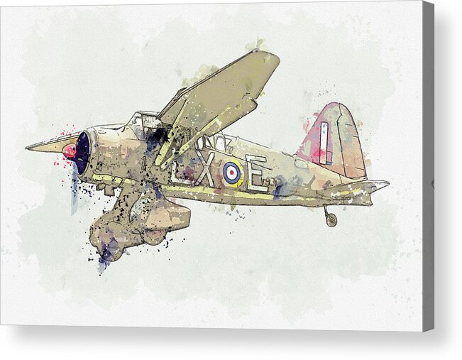 Plane Acrylic Print featuring the painting RAF Westland Lysander V G-CCOM Vintage Aircraft - Classic War Birds - Planes watercolor by Ahmet Asa #2 by Celestial Images