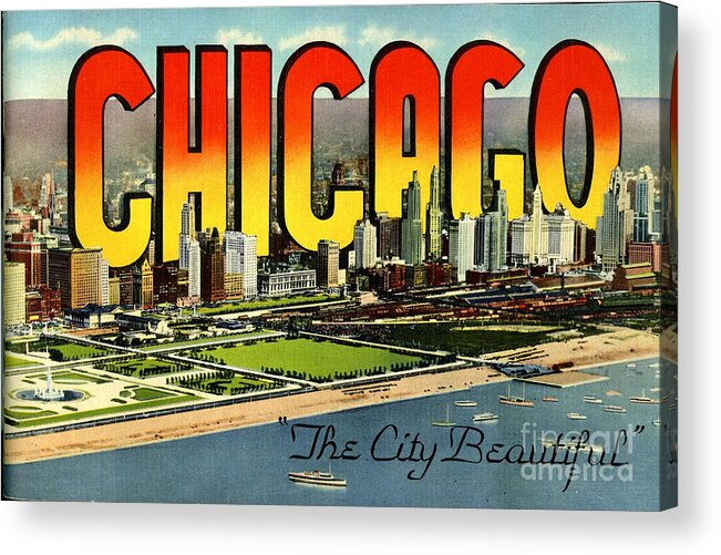 Retro Acrylic Print featuring the photograph Retro Chicago Poster #2 by Action