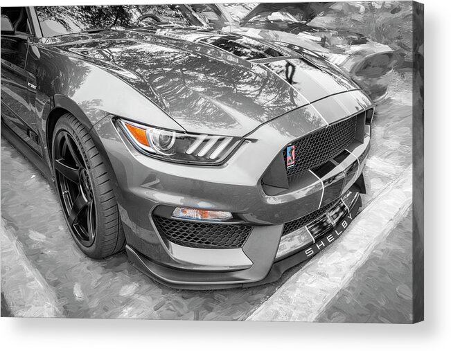 2017 Silver Ford Shelby Mustang Gt350 Acrylic Print featuring the photograph 2017 Silver Ford Shelby Mustang GT350 X230 by Rich Franco