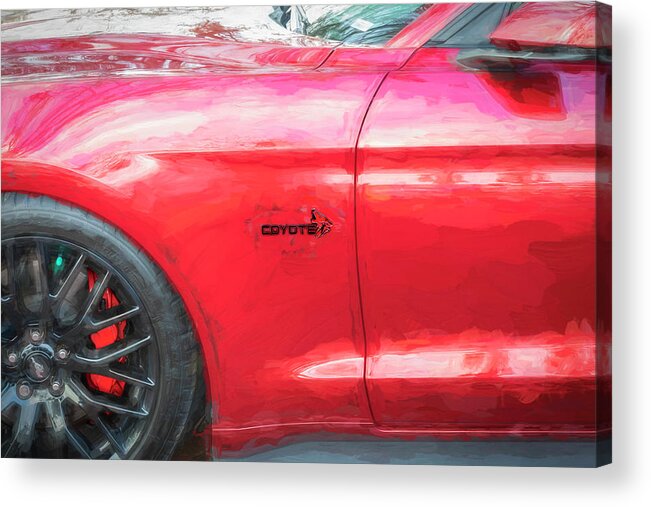 2019 Ruby Red Ford Coyote Mustang Gt 50 Acrylic Print featuring the photograph 2019 Ruby Ford Coyote Mustang GT 50 X124 by Rich Franco