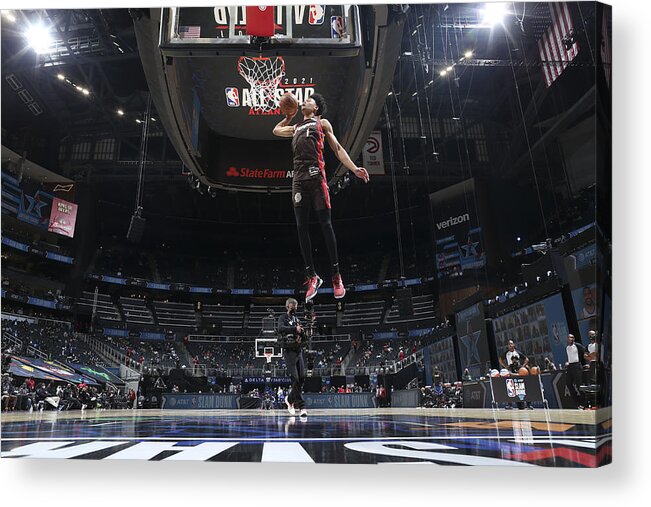  Acrylic Print featuring the photograph 2021 NBA All-Star - AT&T Slam Dunk Contest by Nathaniel S. Butler