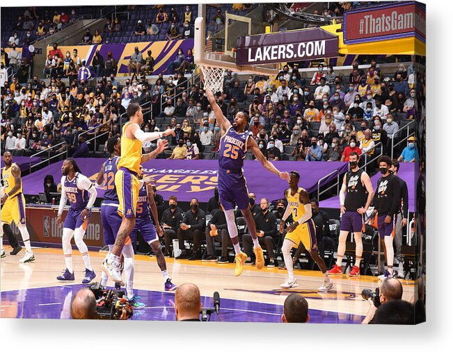 Mikal Bridges Acrylic Print featuring the photograph 2021 NBA Playoffs - Phoenix Suns v Los Angeles Lakers by Andrew D. Bernstein