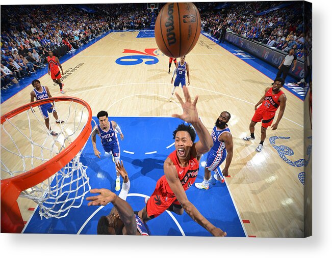 Playoffs Acrylic Print featuring the photograph 2022 NBA Playoffs - Toronto Raptors v Philadelphia 76ers by Jesse D. Garrabrant