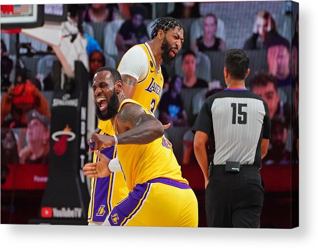 Playoffs Acrylic Print featuring the photograph Anthony Davis and Lebron James by Jesse D. Garrabrant