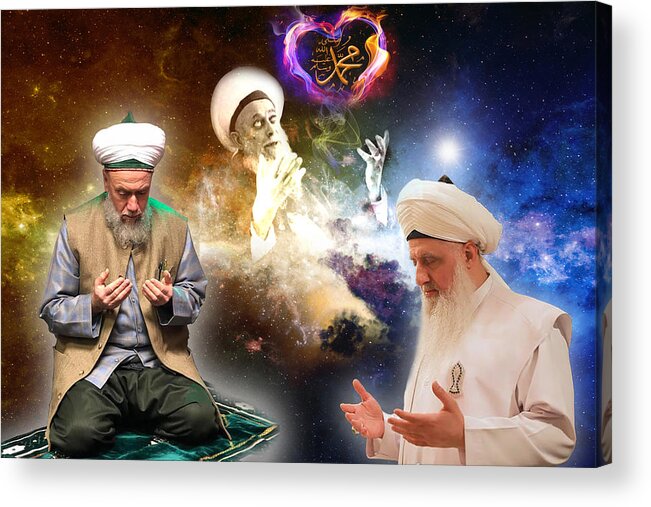 Sufi Acrylic Print featuring the digital art 3 Beautiful Shaykhs by Sufi Meditation Center