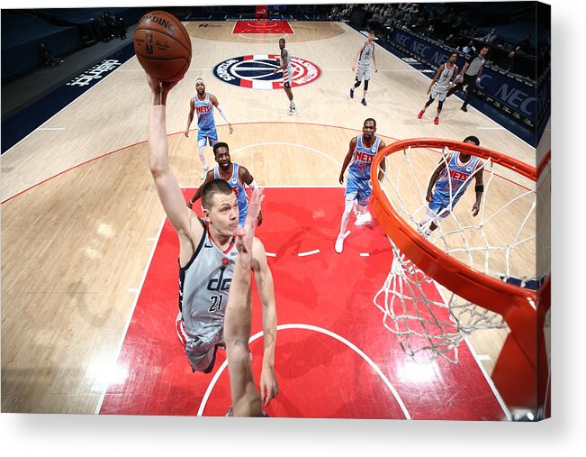 Moritz Wagner Acrylic Print featuring the photograph Brooklyn Nets v Washington Wizards by Ned Dishman