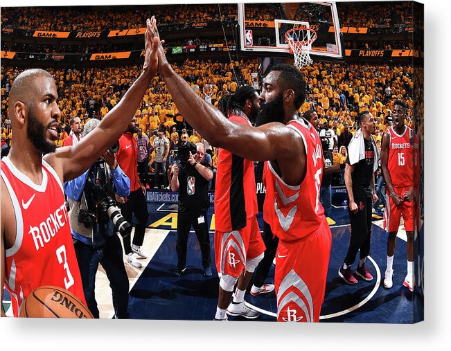 Playoffs Acrylic Print featuring the photograph Chris Paul and James Harden by Andrew D. Bernstein