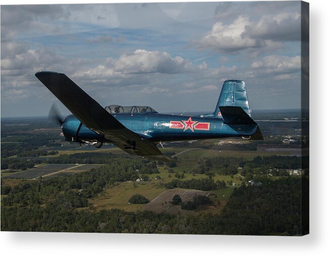 Airplane Acrylic Print featuring the photograph CJ6 in Flight #4 by Carolyn Hutchins