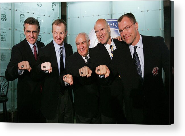 Al Macinnis Acrylic Print featuring the photograph Hockey Hall of Fame Induction Photo Opportunity #3 by Bruce Bennett