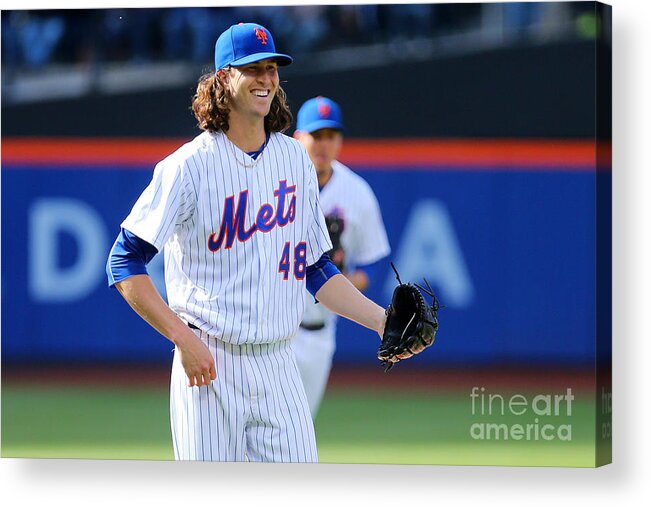 Jacob Degrom Acrylic Print featuring the photograph Jacob Degrom by Mike Stobe