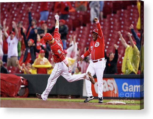 Great American Ball Park Acrylic Print featuring the photograph Joey Votto by Joe Robbins