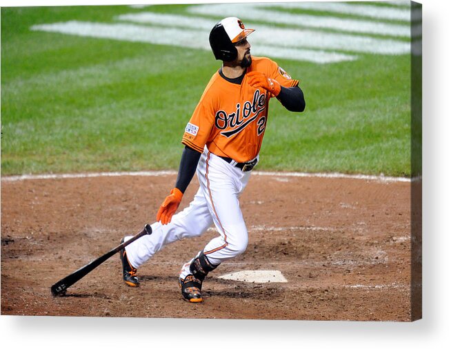Sports Ball Acrylic Print featuring the photograph Nick Markakis by Mitchell Layton