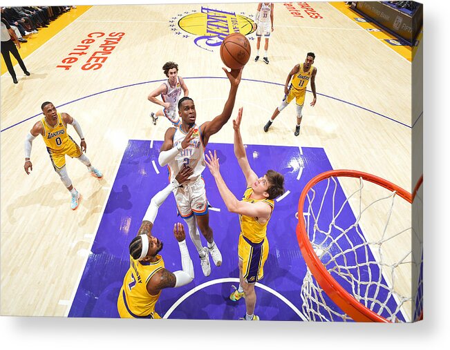 Nba Pro Basketball Acrylic Print featuring the photograph Oklahoma City Thunder v Los Angeles Lakers by Adam Pantozzi
