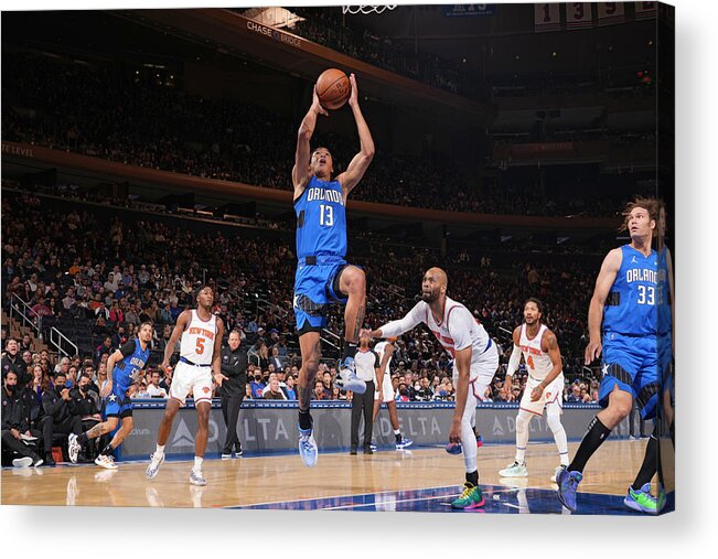 Nba Pro Basketball Acrylic Print featuring the photograph Orlando Magic v New York Knicks by Jesse D. Garrabrant