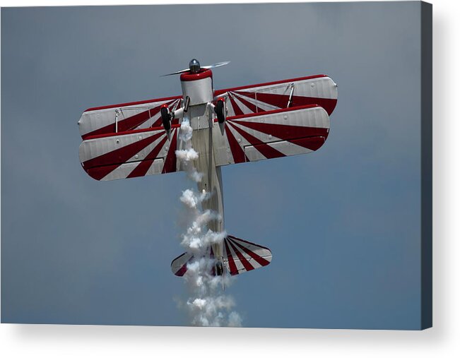 Red Acrylic Print featuring the photograph Red and White Airplane by Carolyn Hutchins