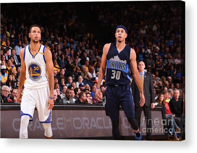 Nba Pro Basketball Acrylic Print featuring the photograph Stephen Curry and Seth Curry by Noah Graham