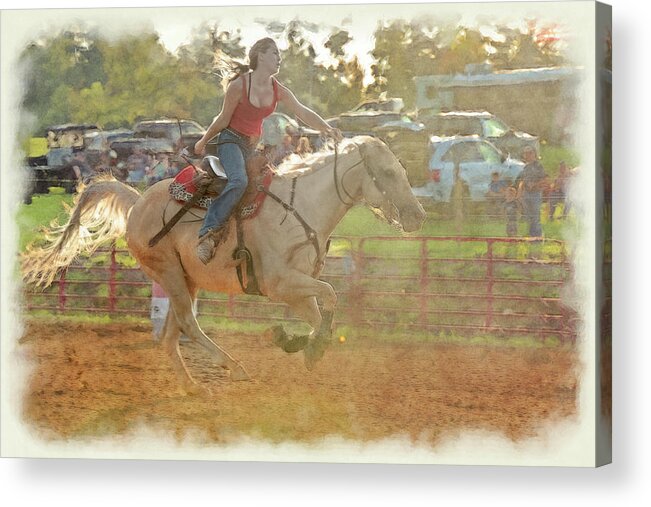 Horses Acrylic Print featuring the photograph Barrel racing at The Turning Point Arena #34 by Dan Friend