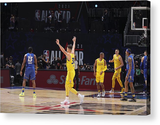 Stephen Curry Acrylic Print featuring the photograph Stephen Curry #34 by Nathaniel S. Butler