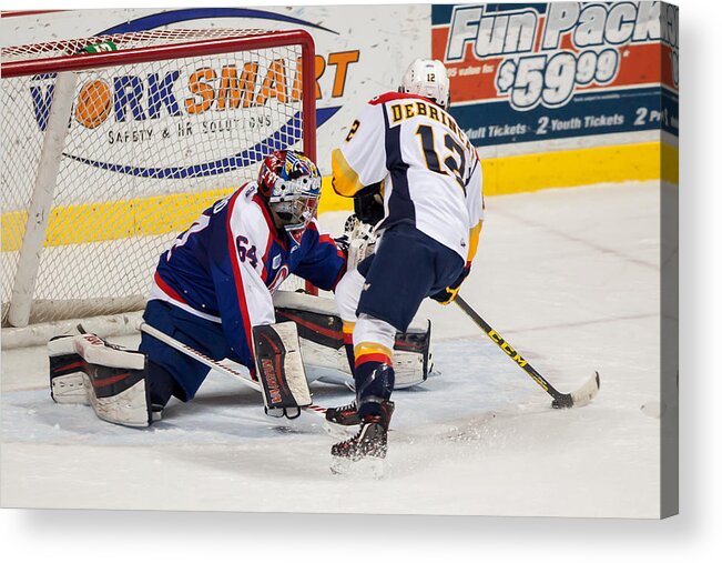 People Acrylic Print featuring the photograph Erie Otters V Windsor Spitfires #35 by Dennis Pajot